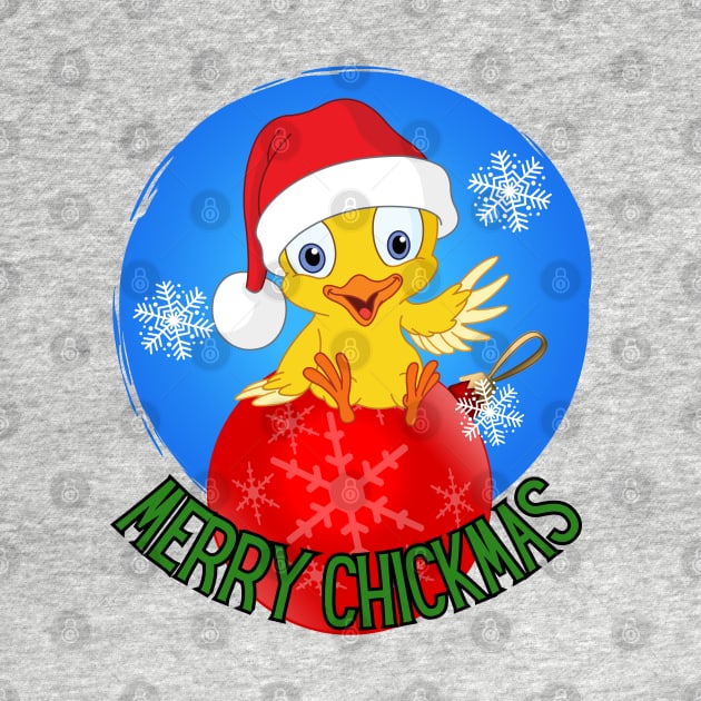 Funny Little Santa Chick wishing everyone a Merry Chickmas Christmas by Shean Fritts 